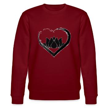 Schwarzer Herz-Lotus - Stanley/Stella Unisex Bio-Sweatshirt CHANGER  - Burgunderrot - Vorne - Nik (191cm) & Marisol (170cm)