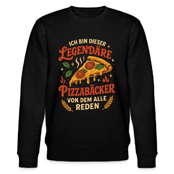 Ich Bin Dieser Legendäre Pizzabäcker Pizza Spruch - Stanley/Stella Unisex Bio-Sweatshirt CHANGER  - Schwarz - Vorne - Nik (191cm) & Marisol (170cm)