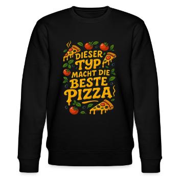 Pizzabäcker Spruch Sprüche Geschenk - Stanley/Stella Unisex Bio-Sweatshirt CHANGER  - Schwarz - Vorne - Nik (191cm) & Marisol (170cm)