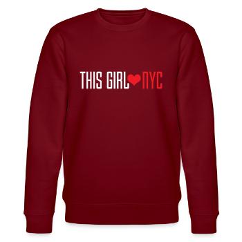 New York - Stanley/Stella Unisex Bio-Sweatshirt CHANGER  - Burgunderrot - Vorne - Nik (191cm) & Marisol (170cm)