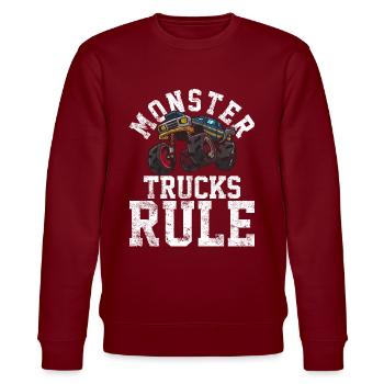 Monster Trucks - Stanley/Stella CHANGER Unisex Organic Sweatshirt - burgundy - Front - Nik (191cm) & Marisol (170cm)