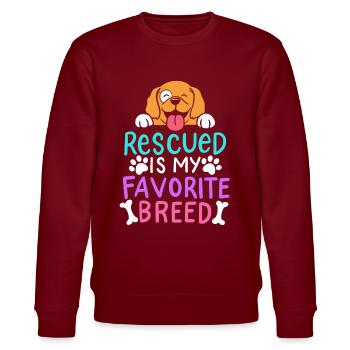 Animal shelter adopting dogs - Stanley/Stella CHANGER Unisex Organic Sweatshirt - burgundy - Front - Nik (191cm) & Marisol (170cm)