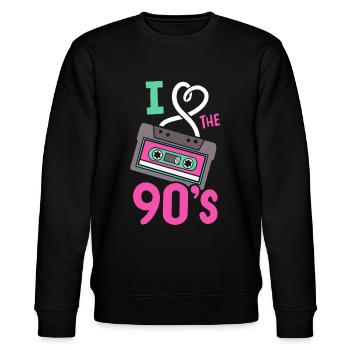 90s retro I love the 90s - Stanley/Stella CHANGER Unisex Organic Sweatshirt - black - Front - Nik (191cm) & Marisol (170cm)