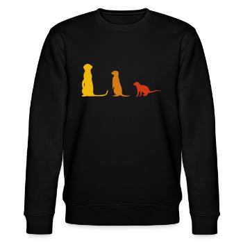 3 jolis rongeurs suricate weasel furet - Sweat bio CHANGER Stanley/Stella Unisexe - noir - Devant - Nik (191cm) & Marisol (170cm)