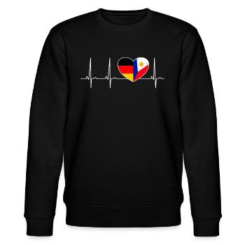 Filipino German - Stanley/Stella CHANGER Unisex Organic Sweatshirt - black - Front - Nik (191cm) & Marisol (170cm)