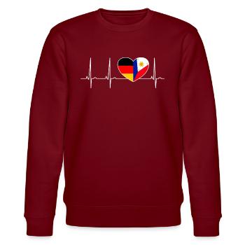 Filipino Deutsch - Stanley/Stella Unisex Bio-Sweatshirt CHANGER  - Burgunderrot - Vorne - Nik (191cm) & Marisol (170cm)