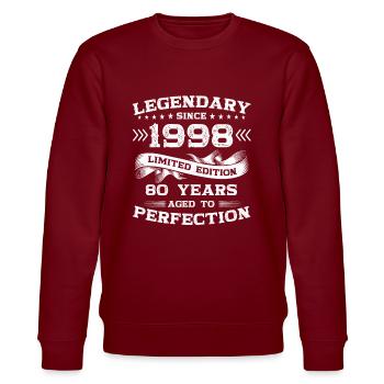 Né 1998 25ème anniversaire Cadeau homme / femme - Sweat bio CHANGER Stanley/Stella Unisexe - bordeaux - Devant - Nik (191cm) & Marisol (170cm)