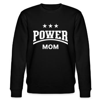 Power Mom (Mama, Mami, Mutter, Muttertag / White) - Stanley/Stella Unisex Bio-Sweatshirt CHANGER  - Schwarz - Vorne - Nik (191cm) & Marisol (170cm)