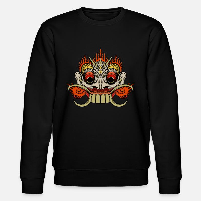 Hand drawn Barong Bali Mask - Stanley/Stella Unisex Bio-Sweatshirt CHANGER  - Schwarz