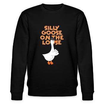 The stupid goose on the loose - Stanley/Stella CHANGER Unisex Organic Sweatshirt - black - Front - Nik (191cm) & Marisol (170cm)