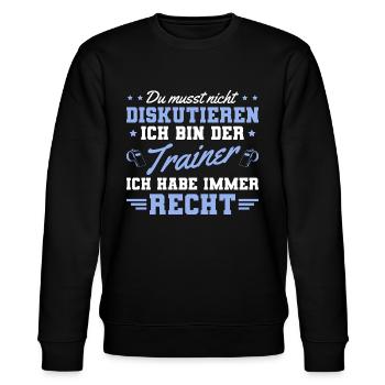 Sportverein Spruch Fußballtrainer - Stanley/Stella Unisex Bio-Sweatshirt CHANGER  - Schwarz - Vorne - Nik (191cm) & Marisol (170cm)