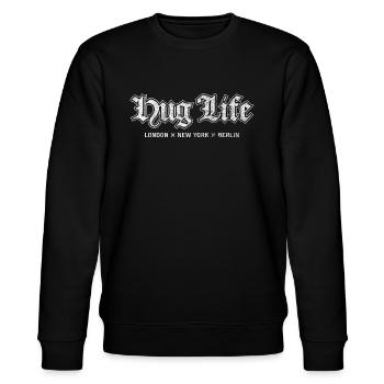 Hug Life Cities – lustige Geschenkidee - Stanley/Stella Unisex Bio-Sweatshirt CHANGER  - Schwarz - Vorne - Nik (191cm) & Marisol (170cm)