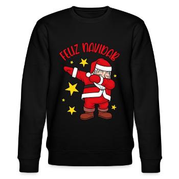 Feliz Navidad Dabbing Weihnachtsmann Feliz NaviDAB - Stanley/Stella Unisex Bio-Sweatshirt CHANGER  - Schwarz - Vorne - Nik (191cm) & Marisol (170cm)
