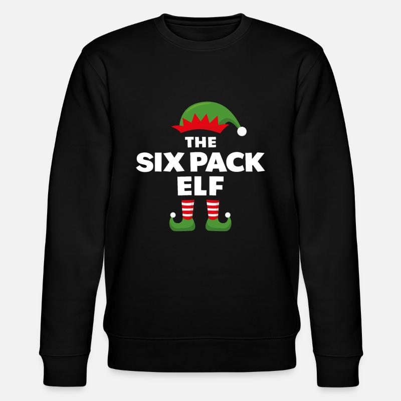 The Six Pack Elf - Stanley/Stella CHANGER Unisex Organic Sweatshirt - black