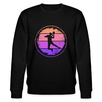 Handballspielerin Retro Mädchen Handball - Stanley/Stella Unisex Bio-Sweatshirt CHANGER  - Schwarz - Vorne - Nik (191cm) & Marisol (170cm)