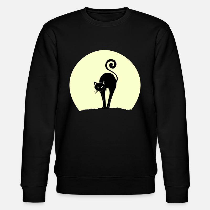 schwarze Katze bei Vollmond - Stanley/Stella Unisex Bio-Sweatshirt CHANGER - Schwarz