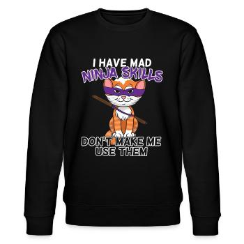 I Have Mad Ninja Skills - Ninja Warrior Katze - Stanley/Stella Unisex Bio-Sweatshirt CHANGER  - Schwarz - Vorne - Nik (191cm) & Marisol (170cm)
