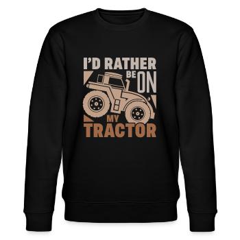 Bulldog, Id Rather Be On My Tractor, Traktor - Stanley/Stella Unisex Bio-Sweatshirt CHANGER  - Schwarz - Vorne - Nik (191cm) & Marisol (170cm)