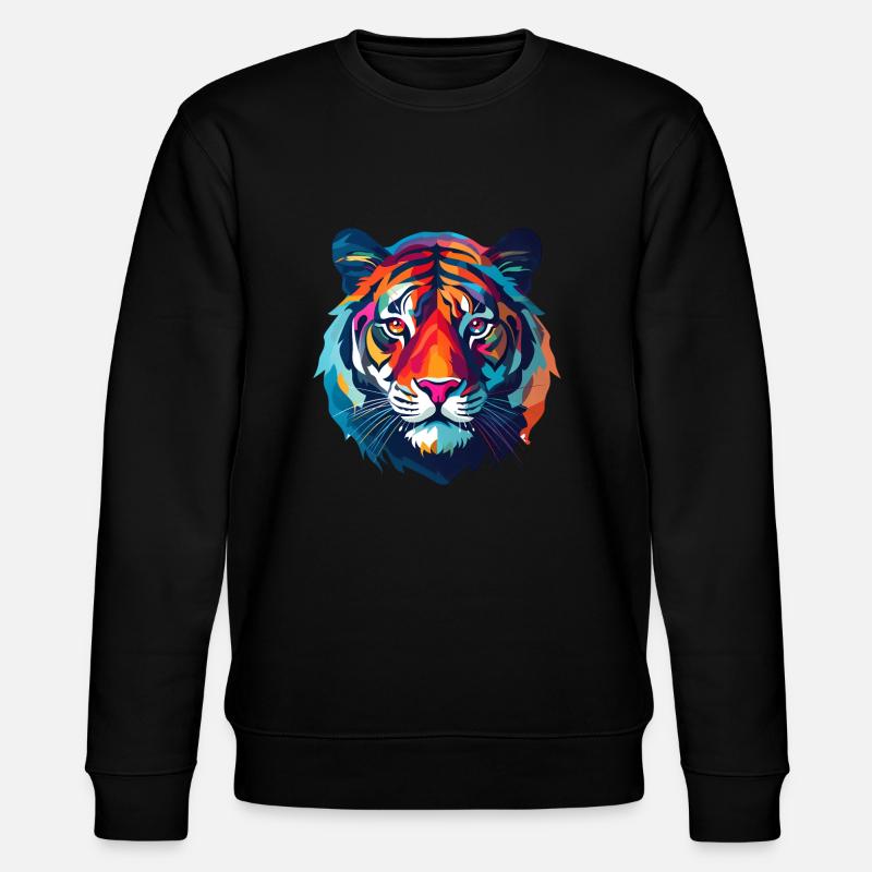 bunter Tiger - Stanley/Stella Unisex Bio-Sweatshirt CHANGER  - Schwarz