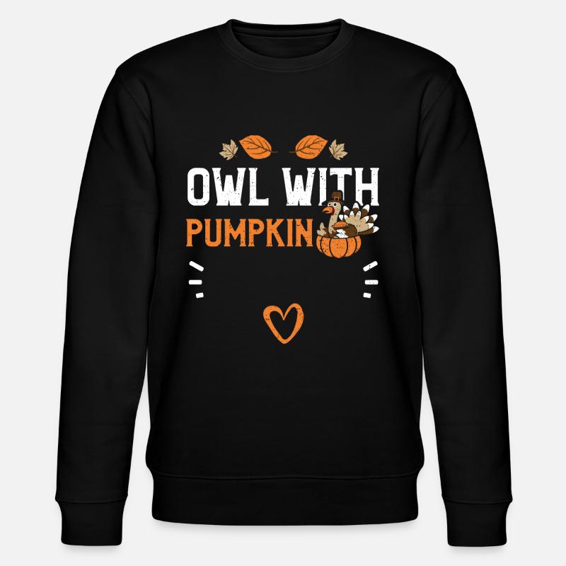 Hibou à la citrouille - Thanksgiving - Sweat bio CHANGER Stanley/Stella Unisexe - noir