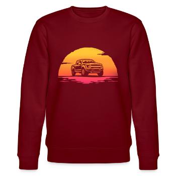 Sunrise Pick Up T-Shirt Offroad-Auto - Stanley/Stella Unisex Bio-Sweatshirt CHANGER  - Burgunderrot - Vorne - Nik (191cm) & Marisol (170cm)