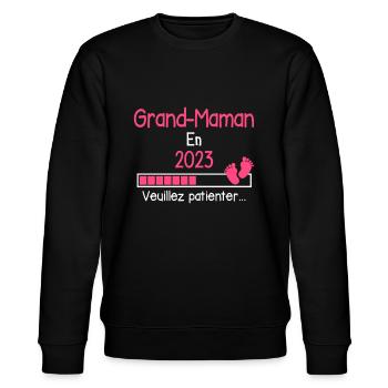 Grand Maman en 2023 cadeau future mamie - Sweat bio CHANGER Stanley/Stella Unisexe - noir - Devant - Nik (191cm) & Marisol (170cm)