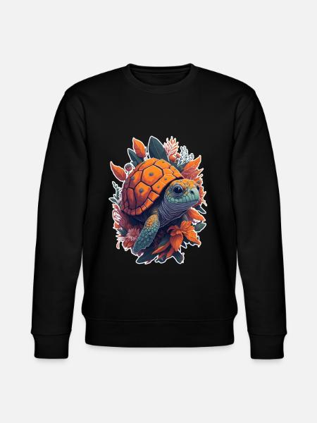 Turtle Floral Motif - Stanley/Stella CHANGER Unisex Organic Sweatshirt - black