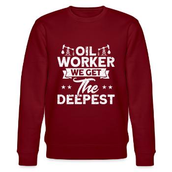 Oil Field Workers Oilfield Working in Fracking - Stanley/Stella CHANGER Unisex Organic Sweatshirt - burgundy - Front - Nik (191cm) & Marisol (170cm)