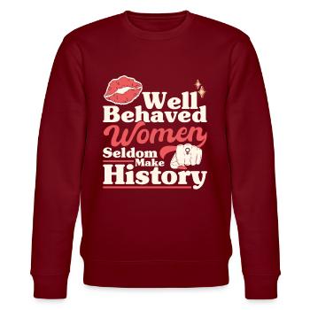 Rechte der Frauen Feministisch Ermächtigung Gesche - Stanley/Stella Unisex Bio-Sweatshirt CHANGER  - Burgunderrot - Vorne - Nik (191cm) & Marisol (170cm)
