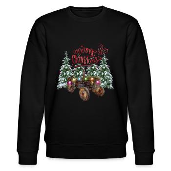 Weihnachtstraktor - Stanley/Stella Unisex Bio-Sweatshirt CHANGER  - Schwarz - Vorne - Nik (191cm) & Marisol (170cm)