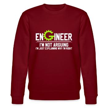 Zahnrad Ingenieur - Stanley/Stella Unisex Bio-Sweatshirt CHANGER  - Burgunderrot - Vorne - Nik (191cm) & Marisol (170cm)