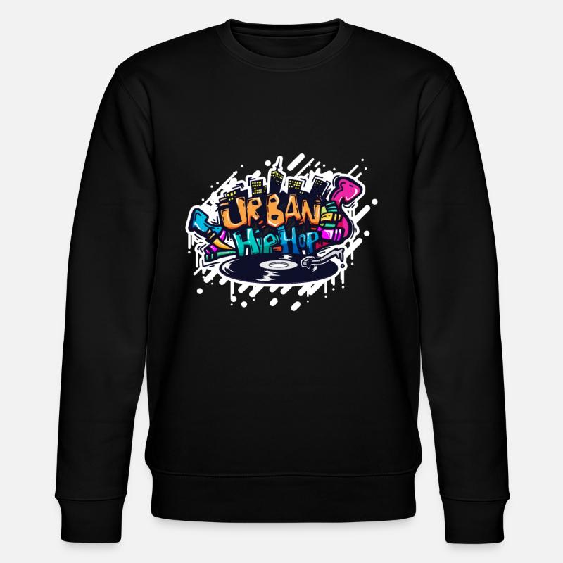 DJ TURNTABLE GRAFFITI - Stanley/Stella Unisex Bio-Sweatshirt CHANGER  - Schwarz
