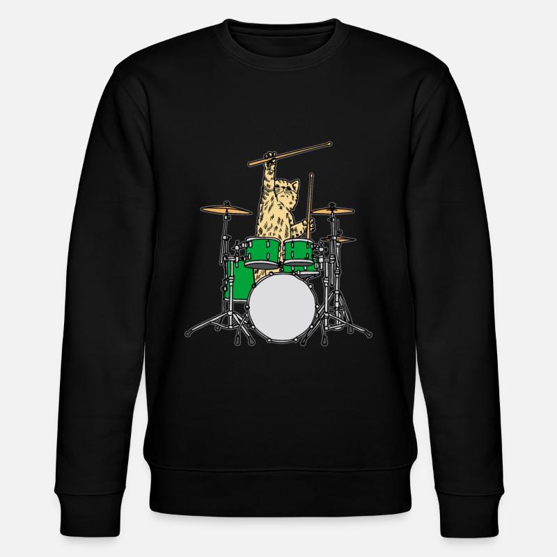 Chat batteur - Sweat bio CHANGER Stanley/Stella Unisexe - noir