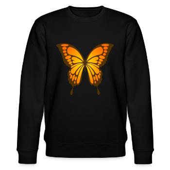 Schmetterling Orange Rot Insekt - Stanley/Stella Unisex Bio-Sweatshirt CHANGER  - Schwarz - Vorne - Nik (191cm) & Marisol (170cm)