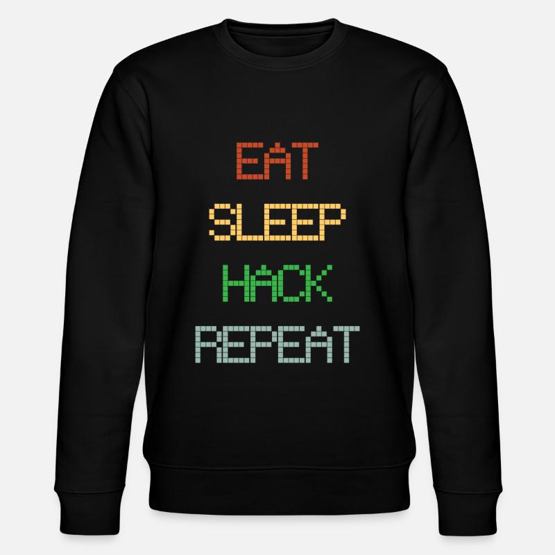 HACKER Essen Schlafen Wiederholen - Stanley/Stella Unisex Bio-Sweatshirt CHANGER - Schwarz