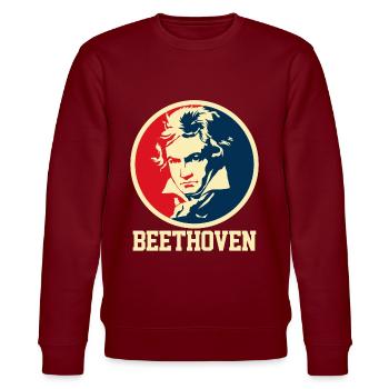 Beethoven - Stanley/Stella Unisex Bio-Sweatshirt CHANGER  - Burgunderrot - Vorne - Nik (191cm) & Marisol (170cm)