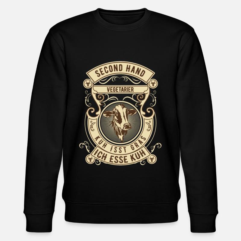 Second Hand Vegetarier - Kuh - Stanley/Stella Unisex Bio-Sweatshirt CHANGER  - Schwarz