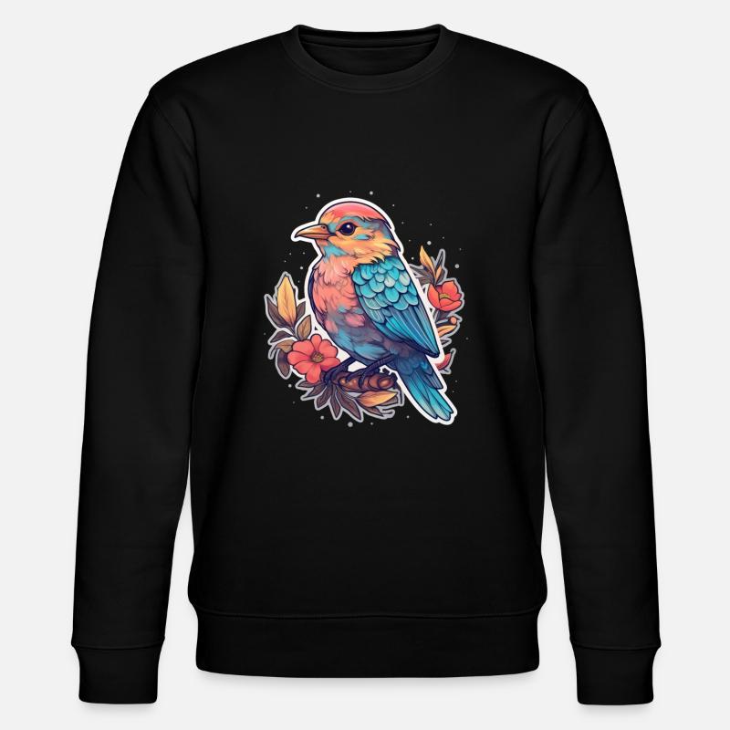Vogel Blumen - Stanley/Stella Unisex Bio-Sweatshirt CHANGER - Schwarz