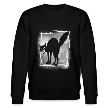 schwarze Katze I Antifa I Anarchy cat I Sab Cat - Stanley/Stella Unisex Bio-Sweatshirt CHANGER  - Schwarz - Vorne - Nik (191cm) & Marisol (170cm)