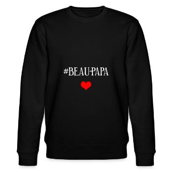 #beau Papa - Stanley/Stella Unisex Bio-Sweatshirt CHANGER  - Schwarz - Vorne - Nik (191cm) & Marisol (170cm)