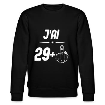 j ai 29 + doigt d honneur - Sweat bio CHANGER Stanley/Stella Unisexe - noir - Devant - Nik (191cm) & Marisol (170cm)