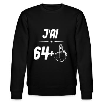 j ai 64 + doigt d honneur - Sweat bio CHANGER Stanley/Stella Unisexe - noir - Devant - Nik (191cm) & Marisol (170cm)
