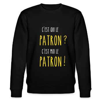 c est qui le patron c est moi jaune - Sweat bio CHANGER Stanley/Stella Unisexe - noir - Devant - Nik (191cm) & Marisol (170cm)