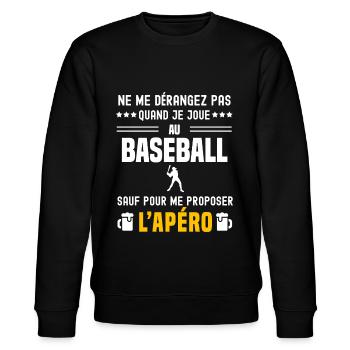 baseball baseballeur ne dérangez pas sauf apéro - Sweat bio CHANGER Stanley/Stella Unisexe - noir - Devant - Nik (191cm) & Marisol (170cm)