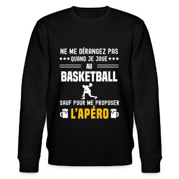 basketball sport ne dérangez pas sauf apéro - Sweat bio CHANGER Stanley/Stella Unisexe - noir - Devant - Nik (191cm) & Marisol (170cm)