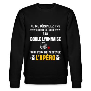 boule lyonnaise ne dérangez pas sauf apéro - Sweat bio CHANGER Stanley/Stella Unisexe - noir - Devant - Nik (191cm) & Marisol (170cm)