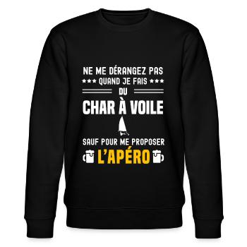 char a voile ne dérangez pas sauf apéro - Sweat bio CHANGER Stanley/Stella Unisexe - noir - Devant - Nik (191cm) & Marisol (170cm)