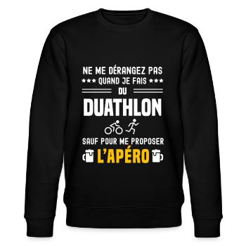 duathlon duathléte ne dérangez pas sauf apéro - Sweat bio CHANGER Stanley/Stella Unisexe - noir - Devant - Nik (191cm) & Marisol (170cm)