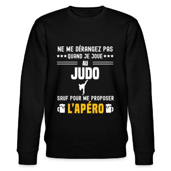 judo ne dérangez pas sauf apéro - Sweat bio CHANGER Stanley/Stella Unisexe - noir - Devant - Nik (191cm) & Marisol (170cm)