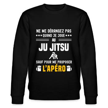 ju jitsu ne dérangez pas sauf apéro - Sweat bio CHANGER Stanley/Stella Unisexe - noir - Devant - Nik (191cm) & Marisol (170cm)